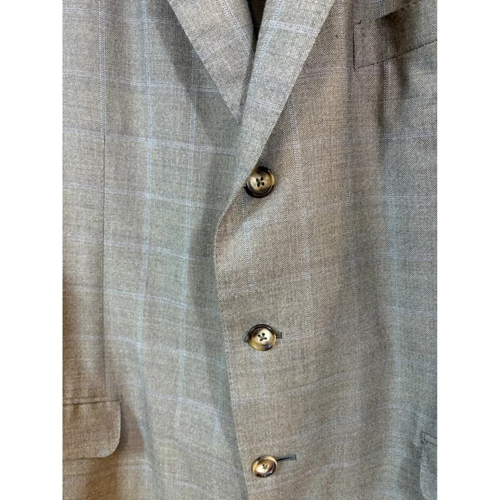 Ermenegildo Zegna Sport Coat Mens 50R Green Vintage Wool Windowpane